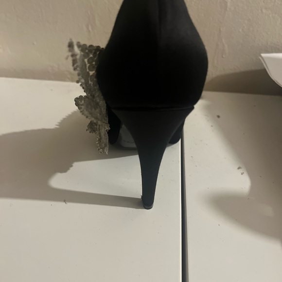 Balenciaga Black Talon Slash Satin Pumps with Sequins Appliqué Size 39 - Picture 6 of 8